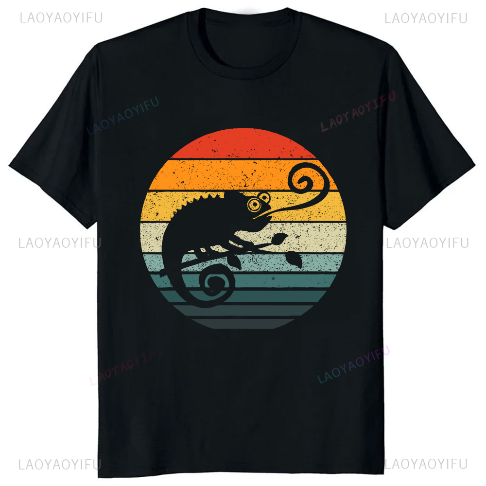 Streetwear Brand T Shirt - Funny Cartoon Shadow Graphic Pinted Chameleon