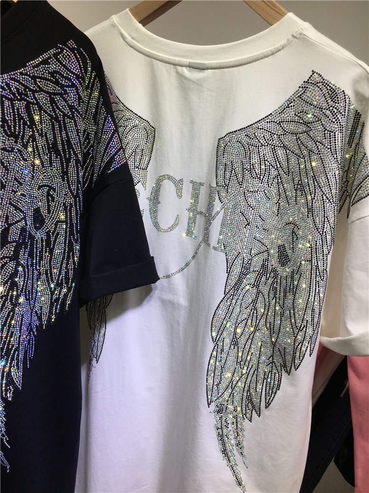 L-4XL Oversize Rhinestone Ange - огляд і ціна Streetwear Brand Shirts